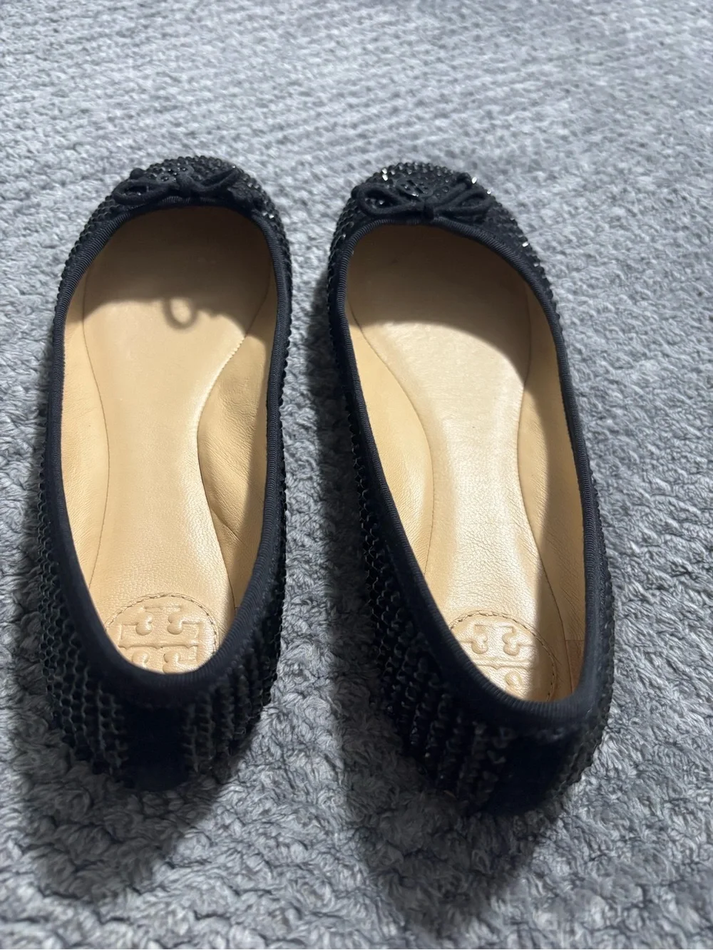 Tory Burch Black Studded Ballet Flats